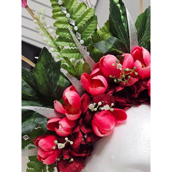 NEW Flower Halo Crown Fuchsia, Floral Headpiece, Handmade - Picture 3 of 10